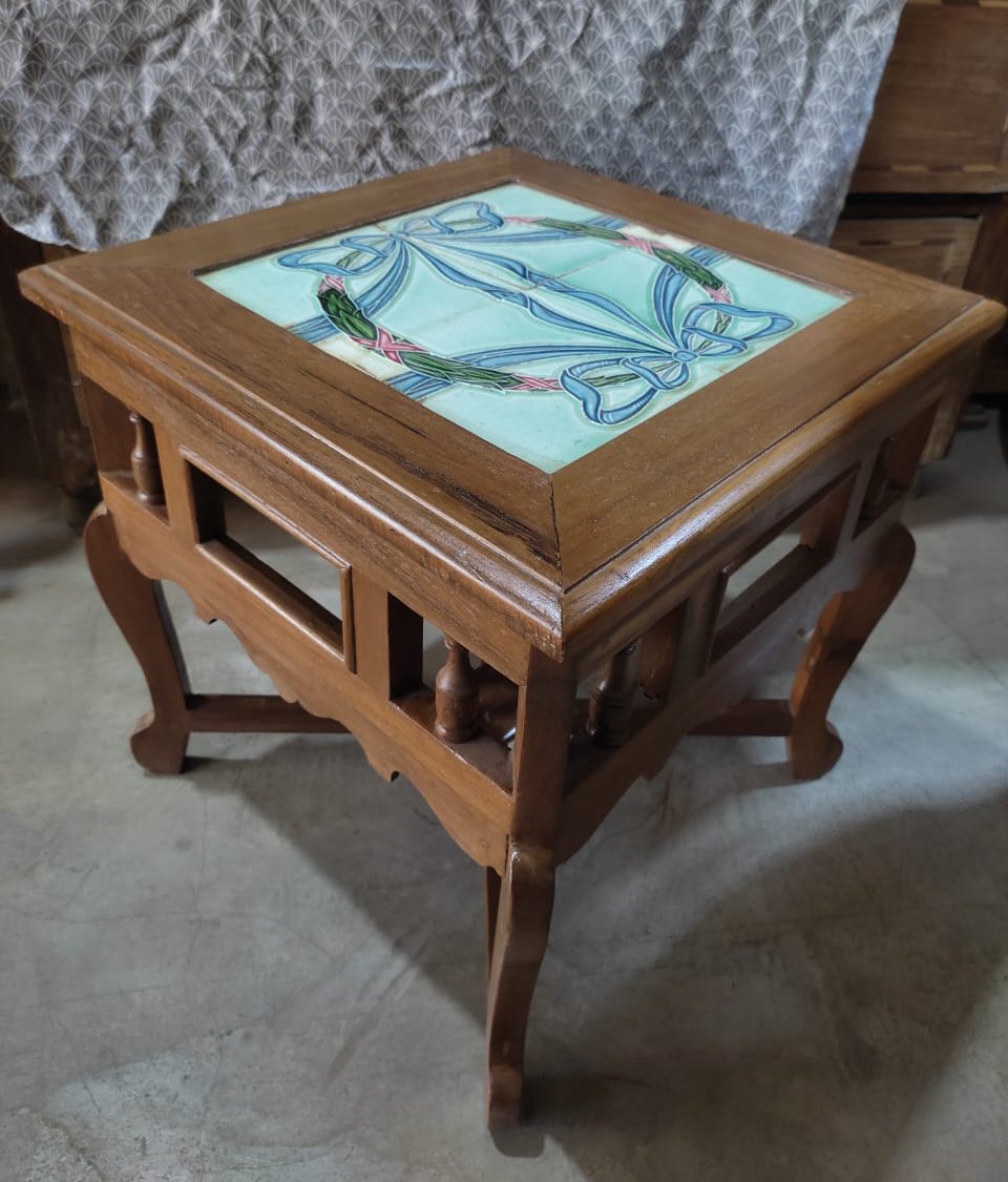 Vintage Art Nouveau Teak Side Table-SoUnique.PK